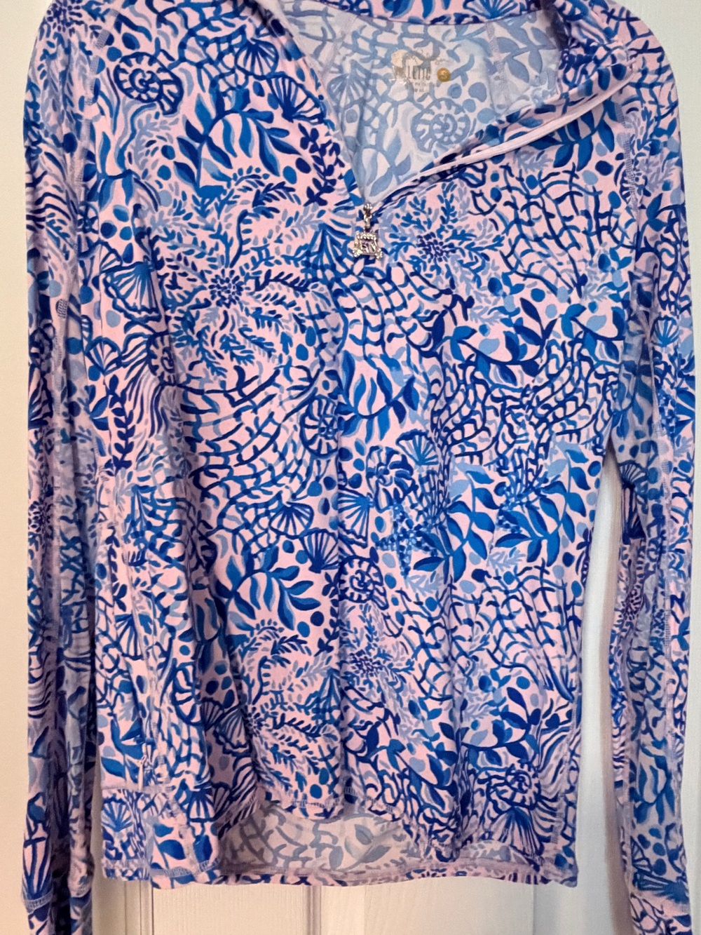 Lilly Pulitzer Luxletic Women’s Pink & Blue Printed Quarter-Zip Top